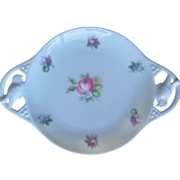 Reinhold Schlegelmilch Other - Reinhold Schlegelmilch Porcelain Plate Floral Bird Cut-Out Handles 8.5" x 6 1/8”